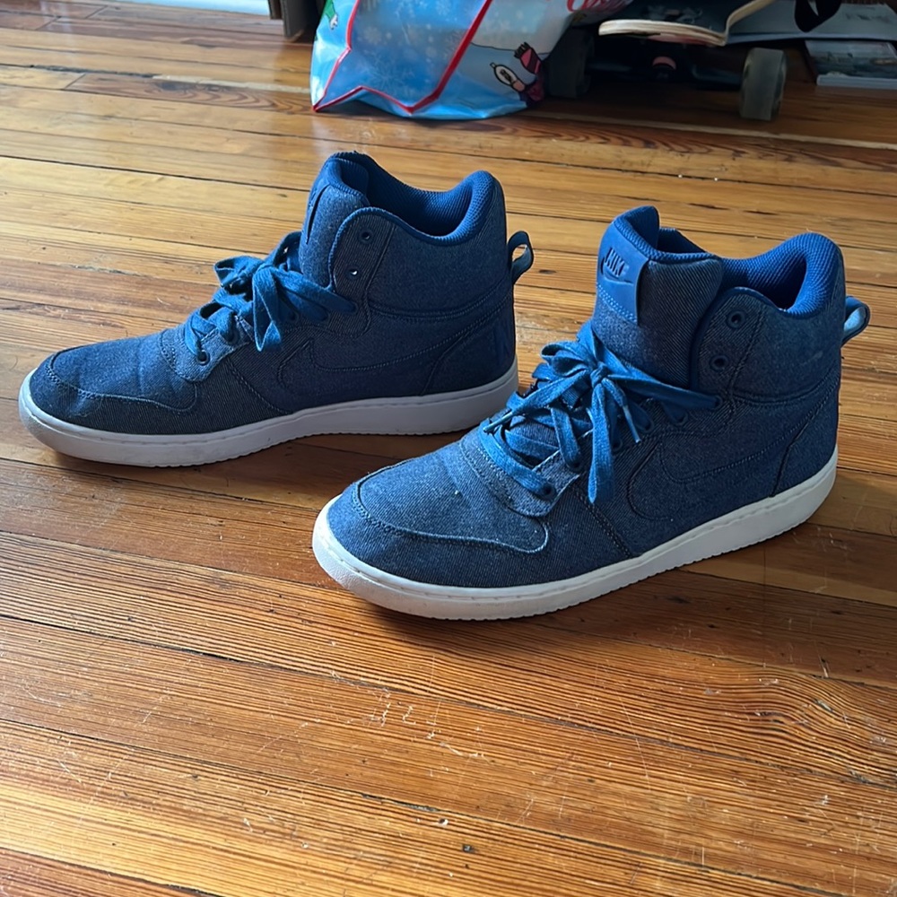Blue denim Nike high tops